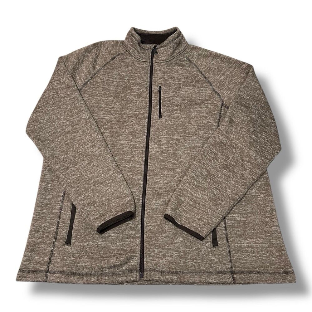 Swiss Tech Brown Fleece Full Zippered  Sweater Jacket Men’s Size XL